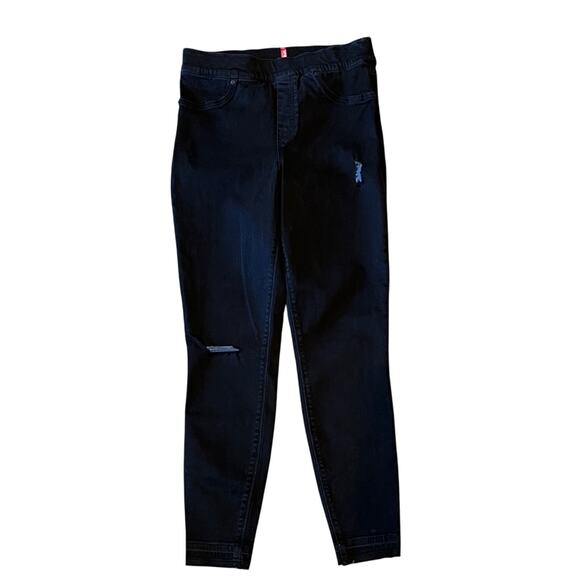 Spanx Vintage Black Distressed Ankle Stretch Skinny Jeans Size M - Picture 2 of 8